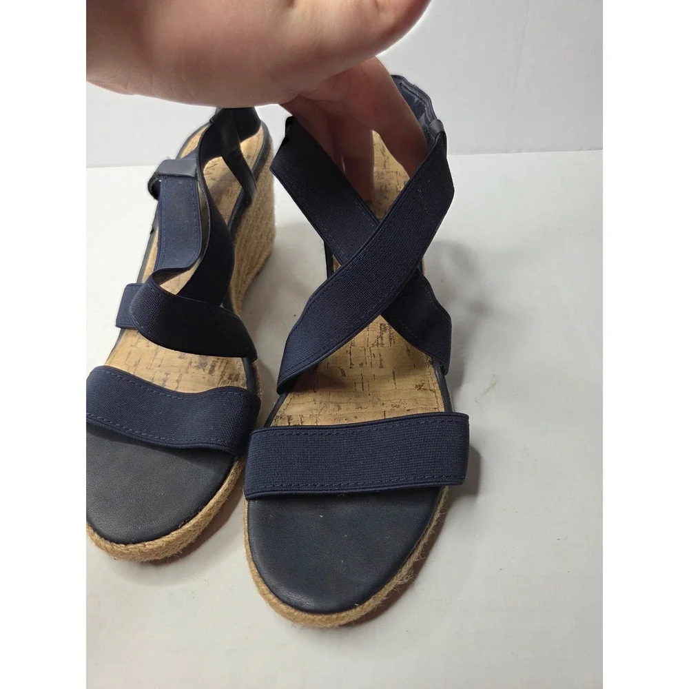 Merona Womens‎ Navy Blue Elastic Strap Espadrille Wedge Sandals Size 11